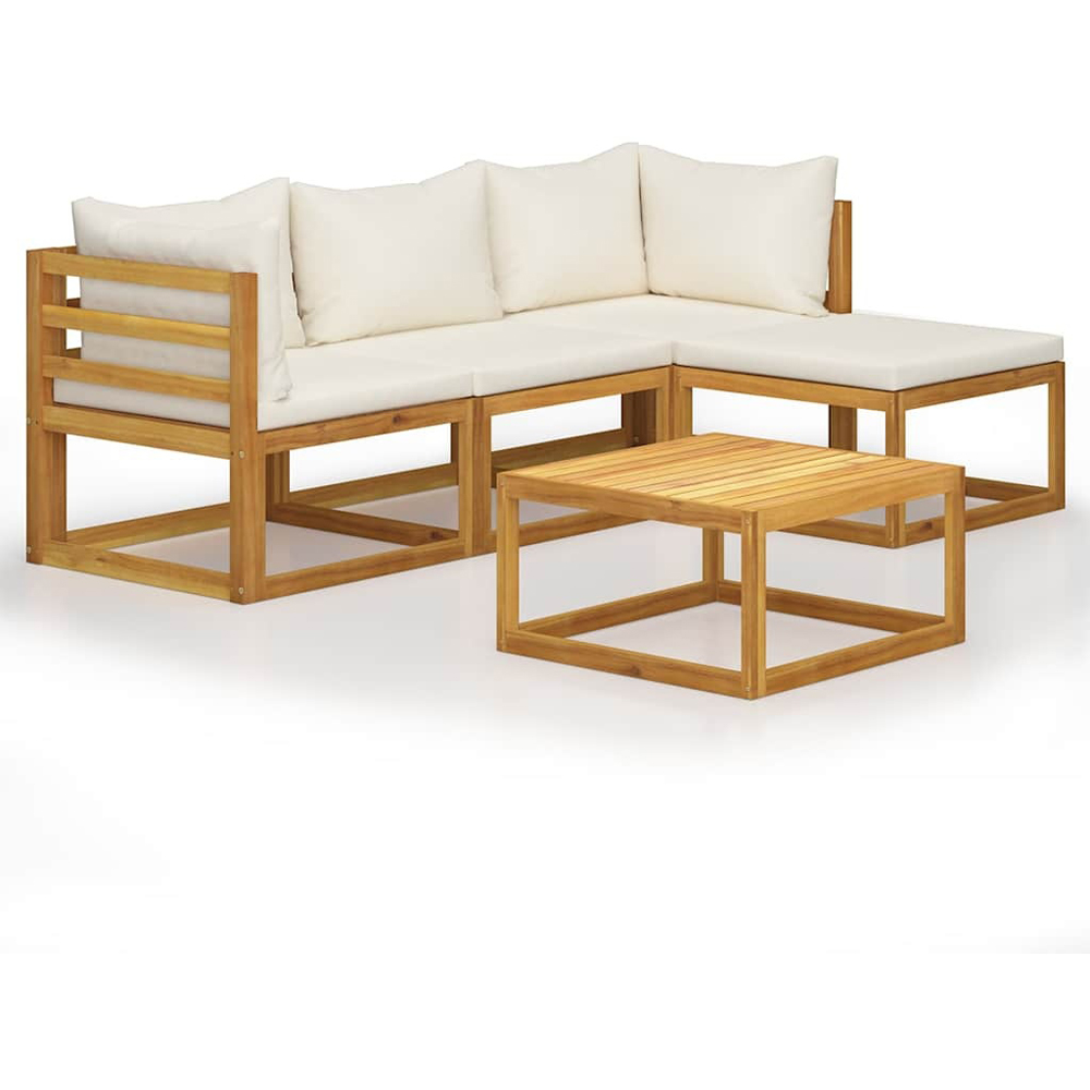 Walplus 4 Seater Solid Acacia Wood Garden Corner Lounge Set with Cushions Image 2