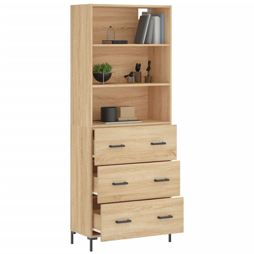 vidaXL 3 Drawer 3 Shelf Sonoma Oak Highboard Image 3