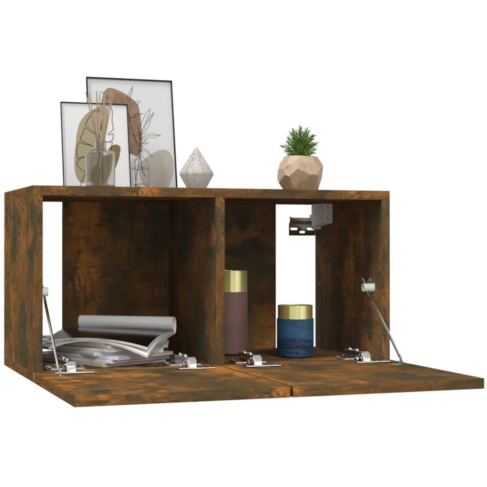 vidaXL 2 Door Smoked Oak Wall Mounted Small TV Cabinet Image 3
