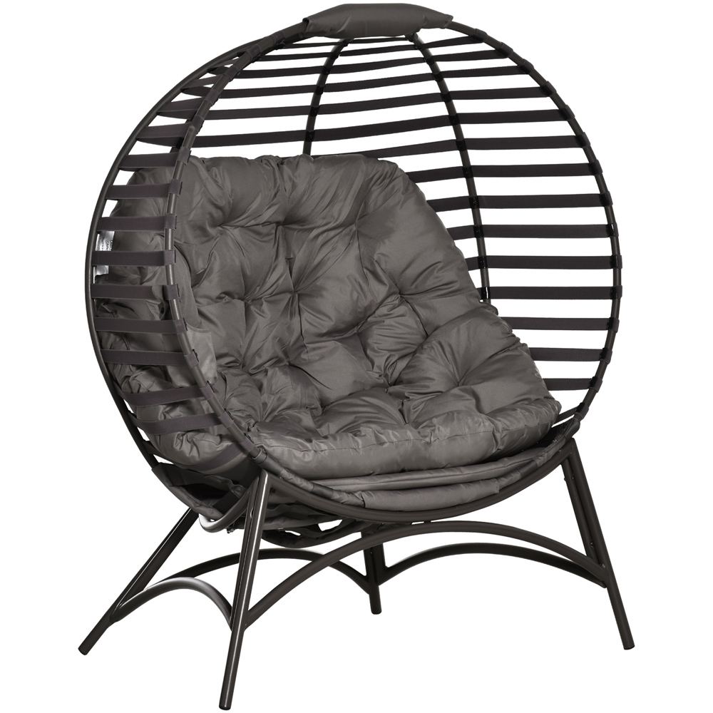 Outsunny Brown Steel Frame Egg Chair with Cushions Image 2