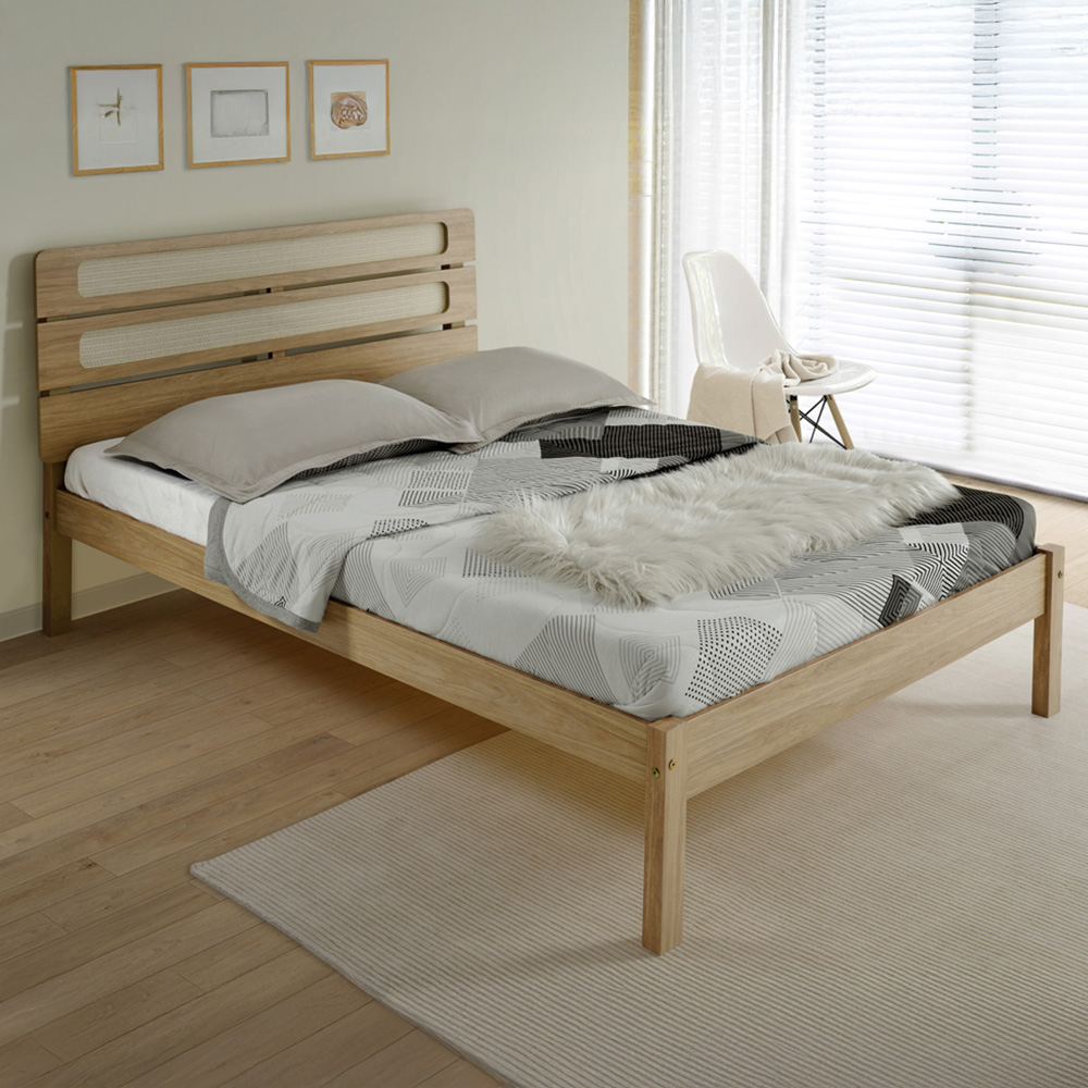 Seconique Santana King Size Light Oak and Rattan Effect Bed Image 1