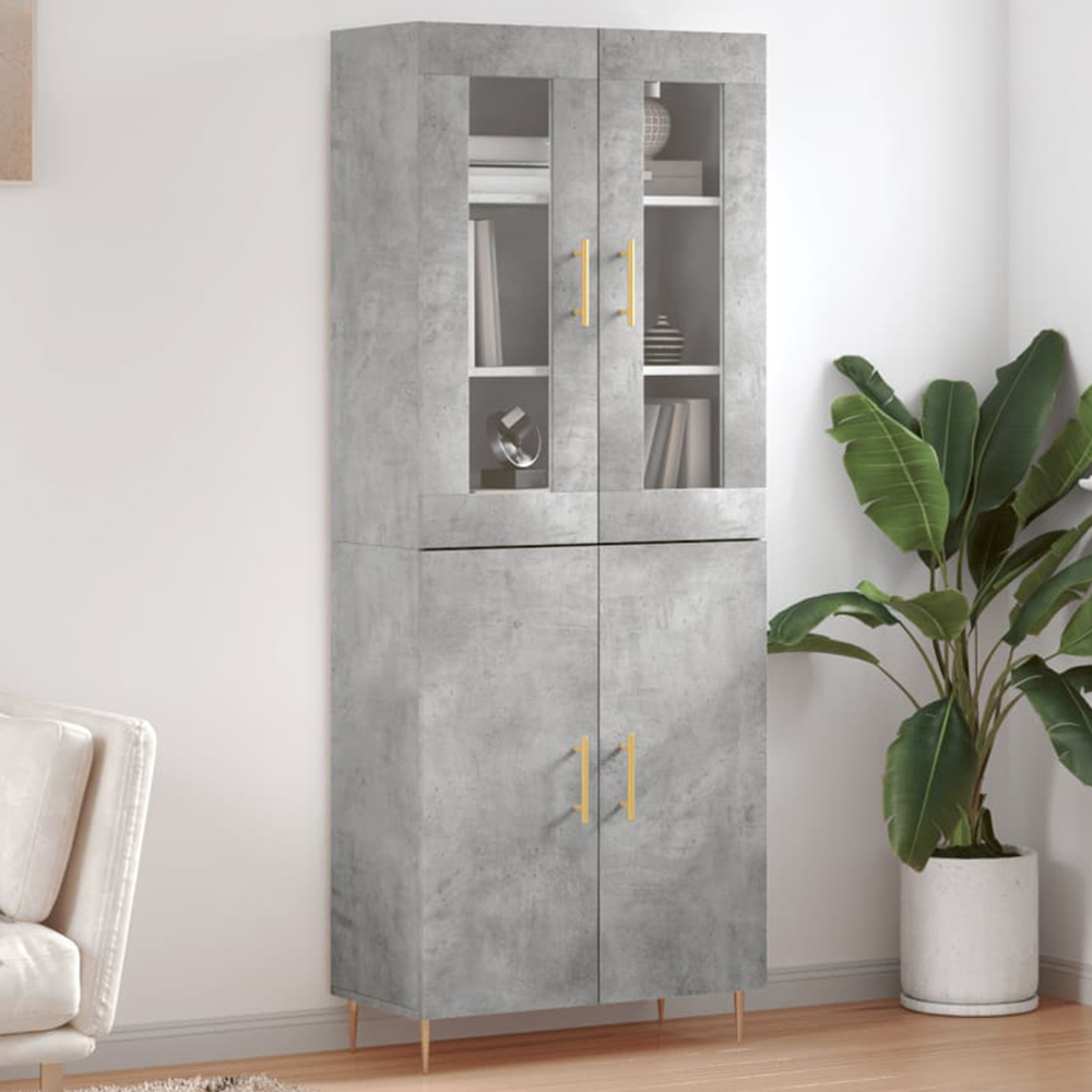 vidaXL 4 Door Concrete Grey Highboard Image 1