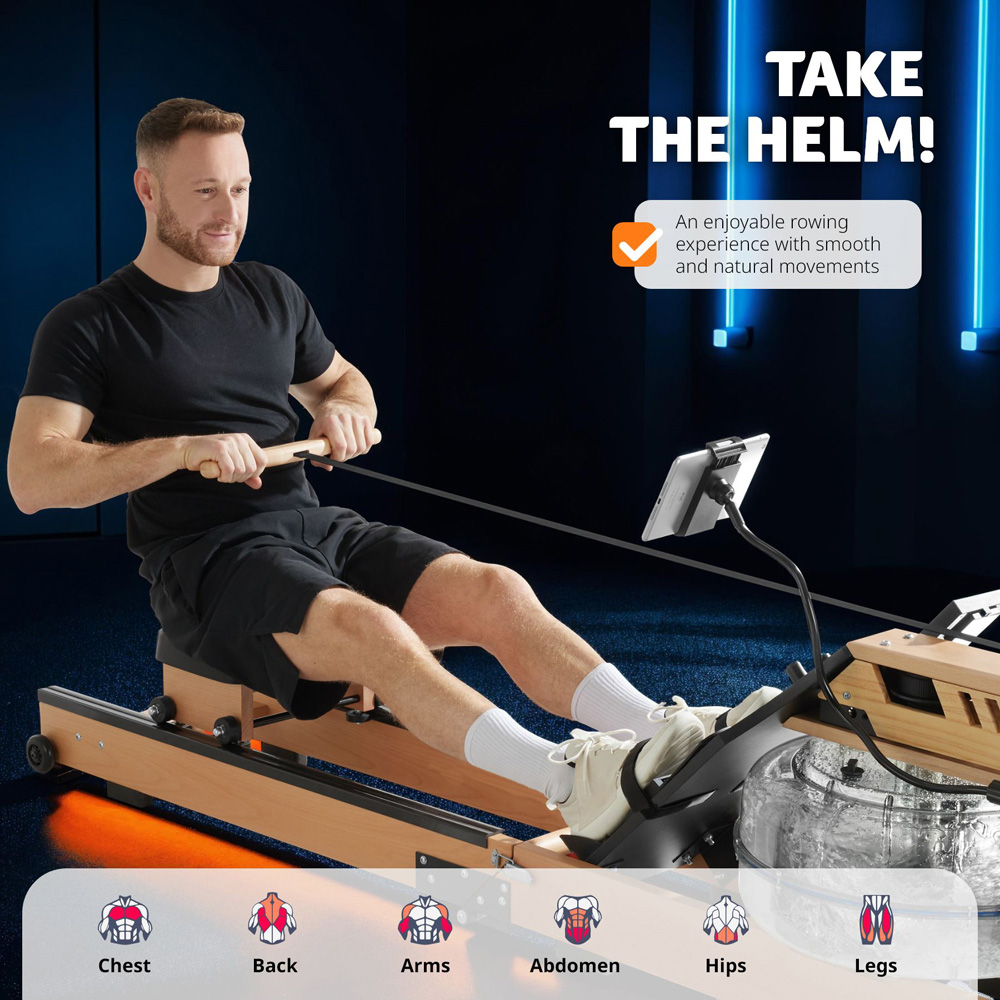 tectake Titan Foldable Ergonomic Wooden Rowing Machine Image 4