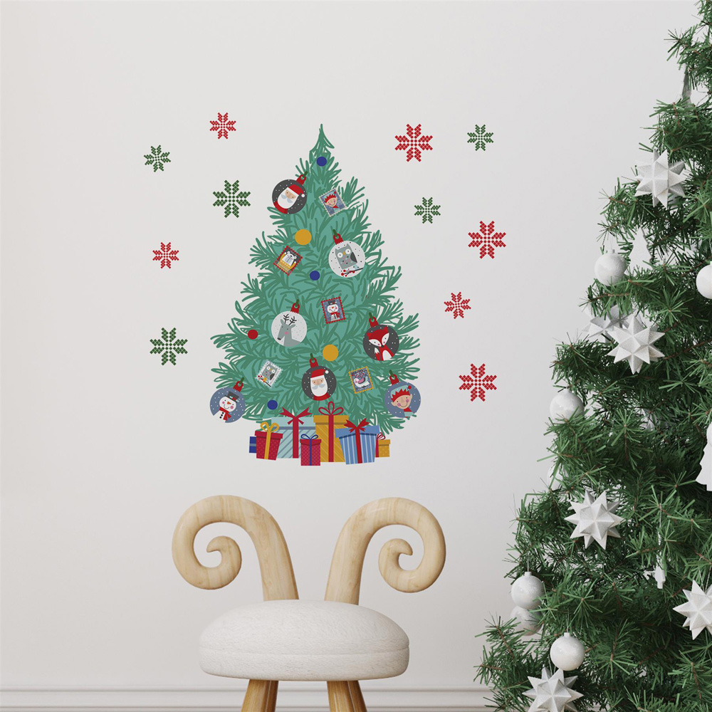 Walplus Bauble Christmas Tree Self Adhesive Wall Stickers 15 Piece Image 3