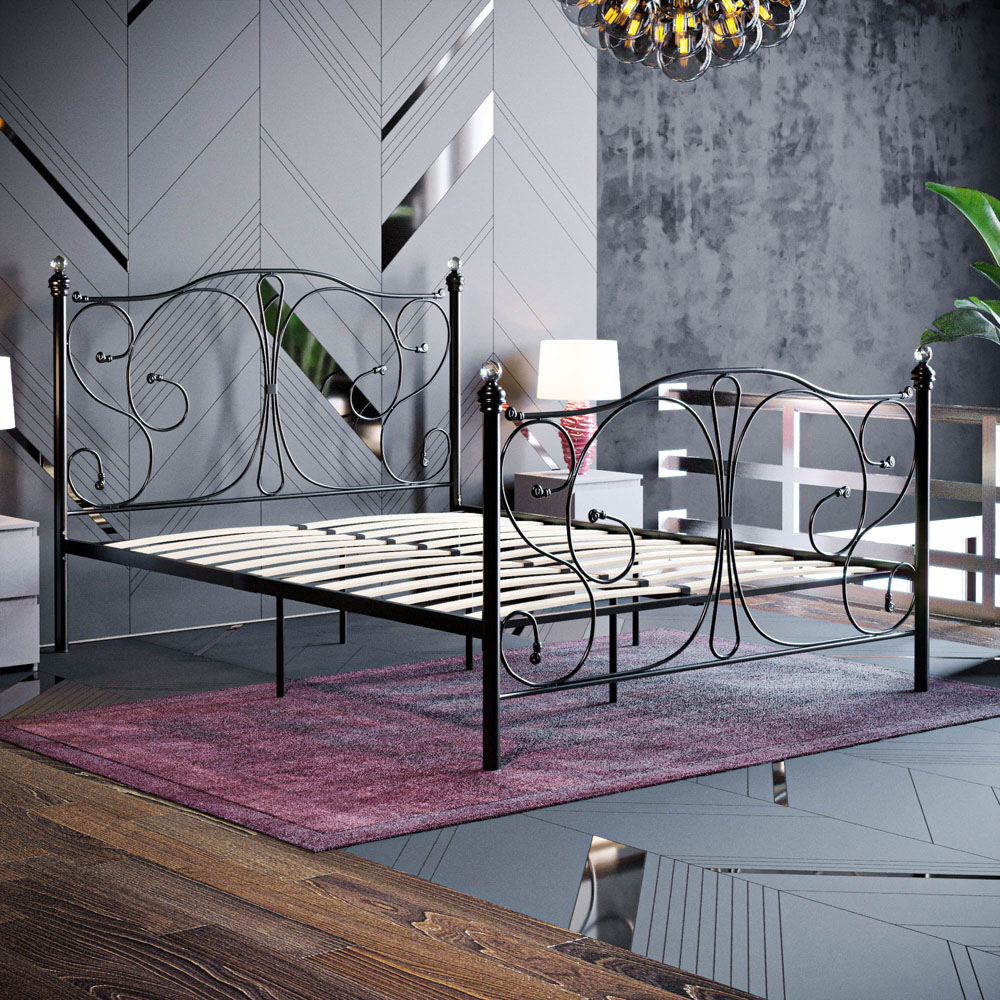 Vida Designs Barcelona Double Black Metal Bed Frame Image 8