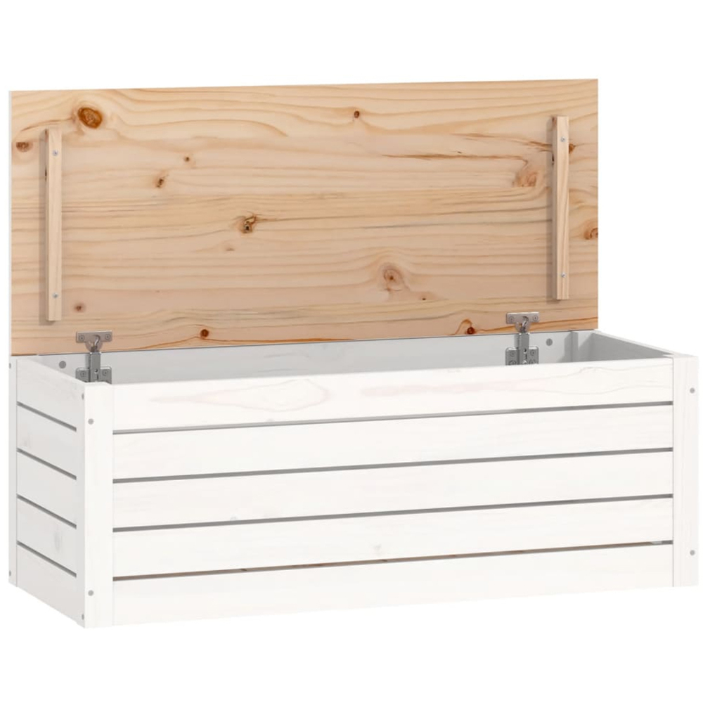 vidaXL White Solid Pinewood Large Storage Box Image 5
