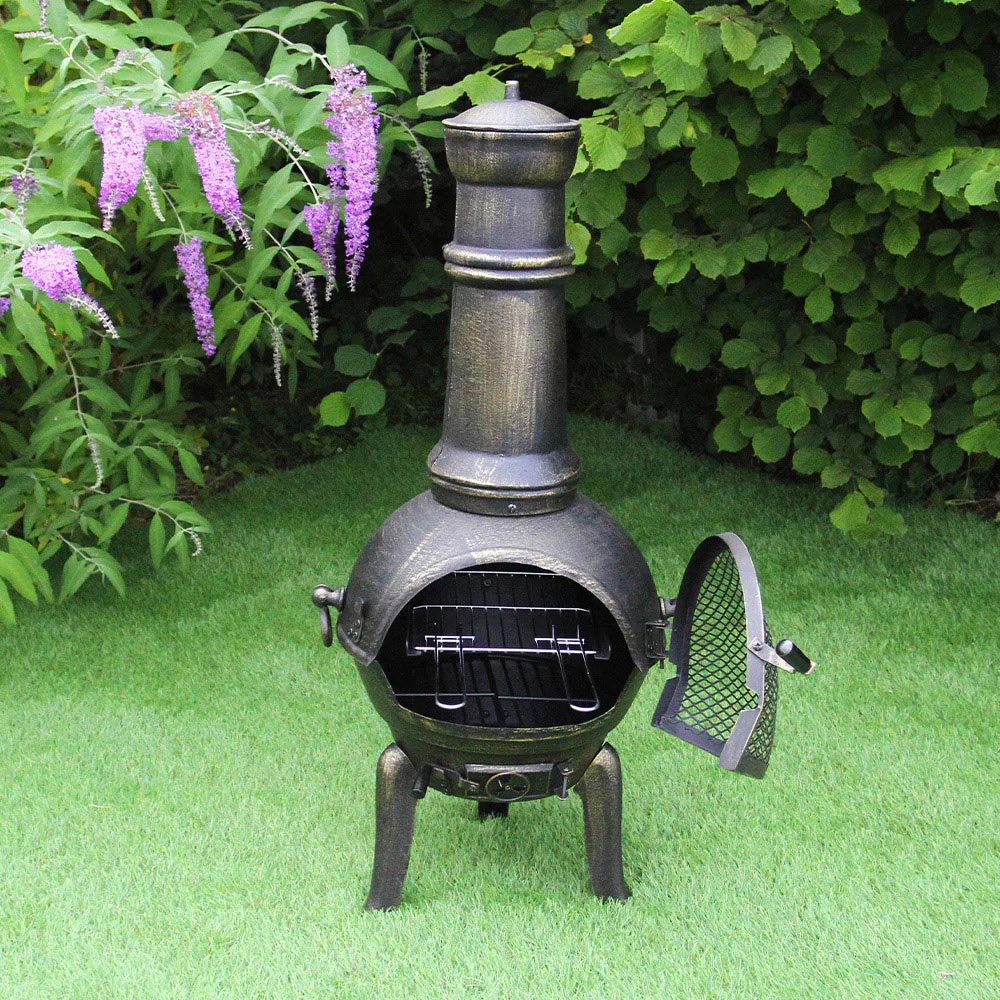 MonsterShop Cast Iron Chiminea with Union Jack Bunting Image 3