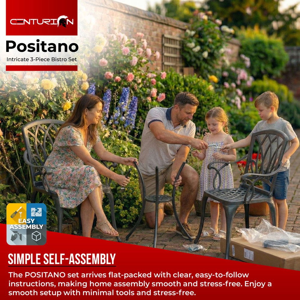 Centurion Supports Positano 2 Seater Grey Aluminium Bistro Set with Table Image 8