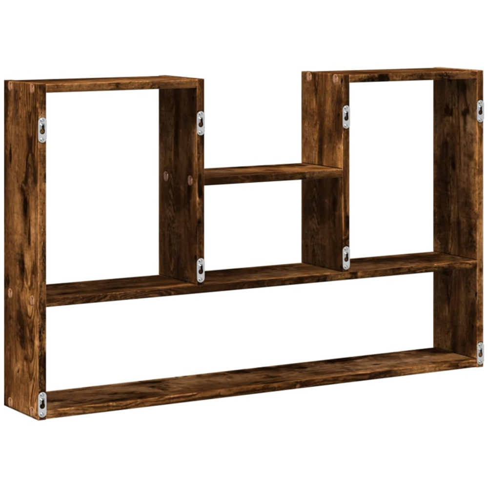 vidaXL 5 Shelf Smoked Oak Floating Wall Shelf Image 5