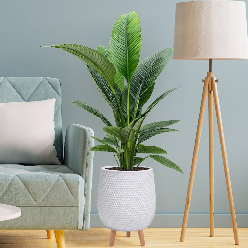 wilko Honeycomb White Indoor Plant Pot with Legs 43cm Image 5