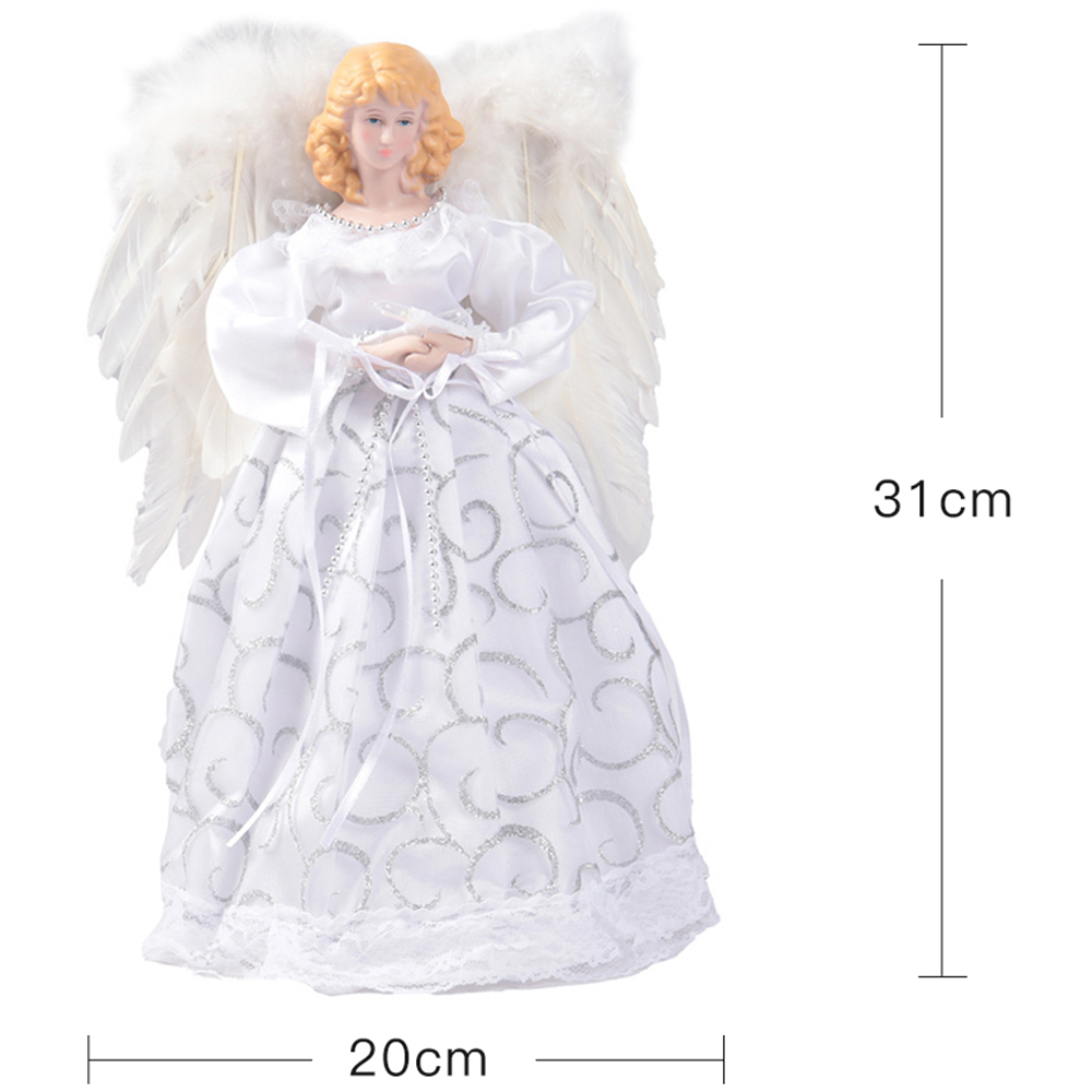 Living and Home White LED Angel Christmas Tree Topper Image 9