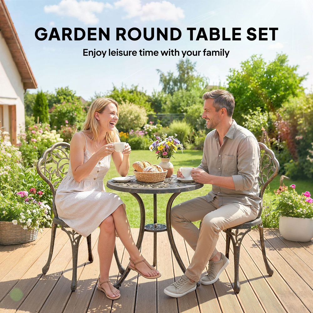Outsunny 2 Seater Brown Aluminium Garden Bistro Set Image 5