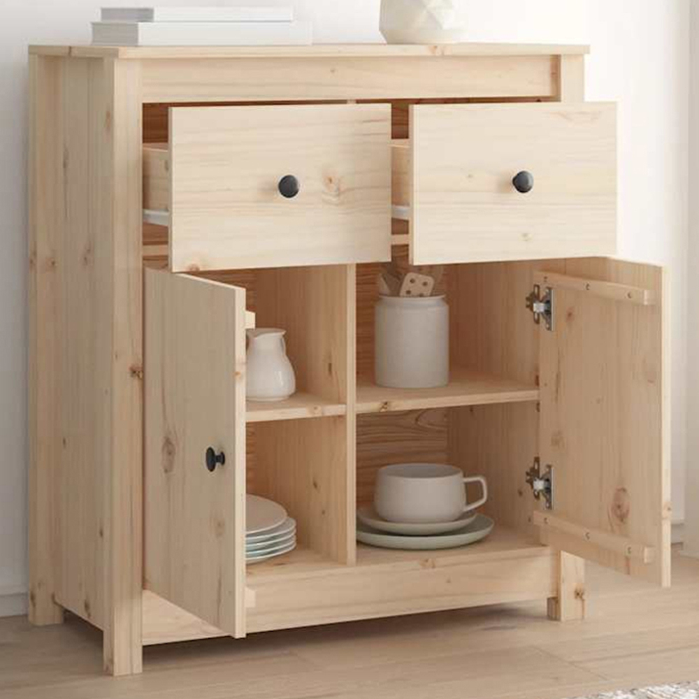 vidaXL 2 Door 2 Drawer Solid Pine Wood Sideboard Image 1