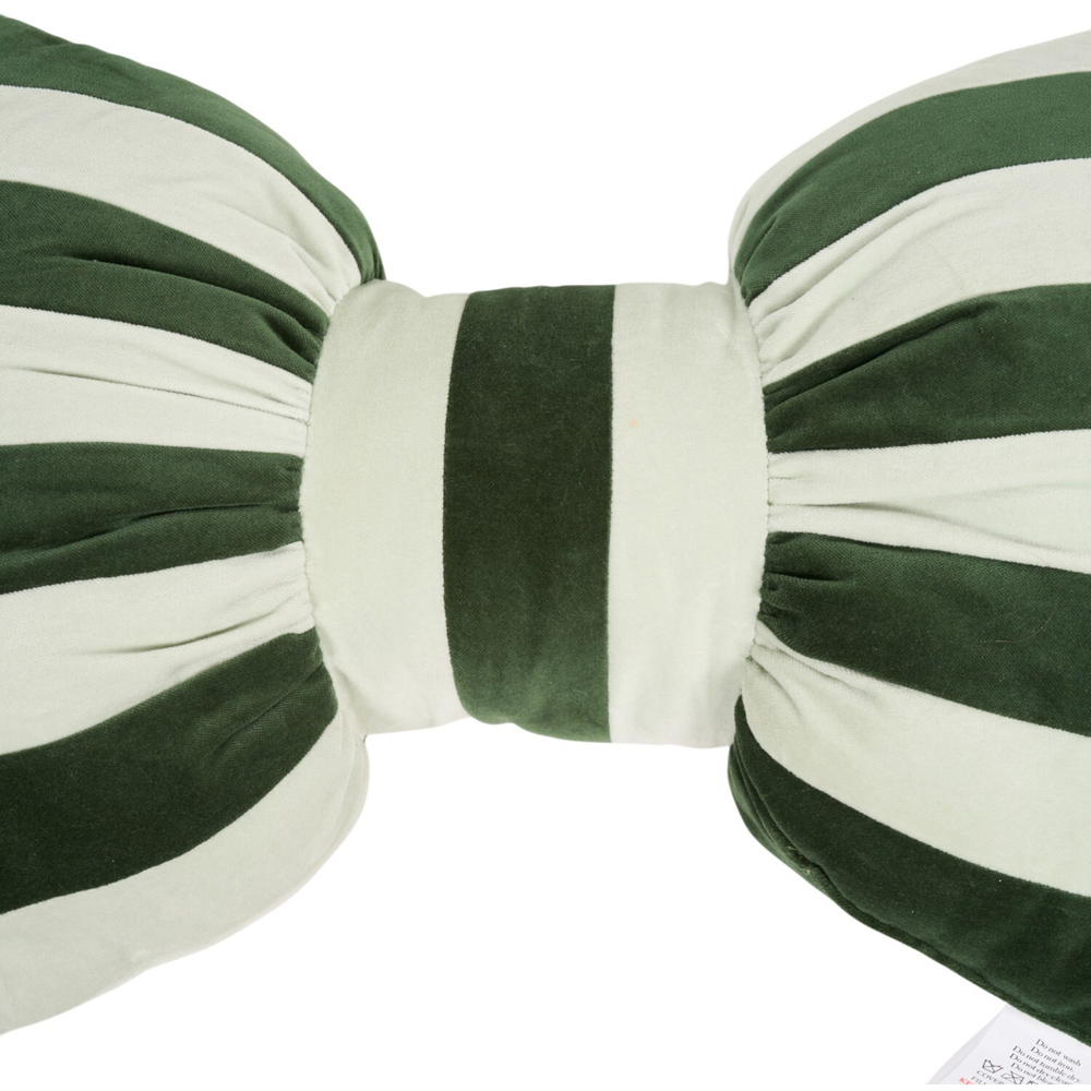 Bow Stripe Festive Velvet Cushion Image 3