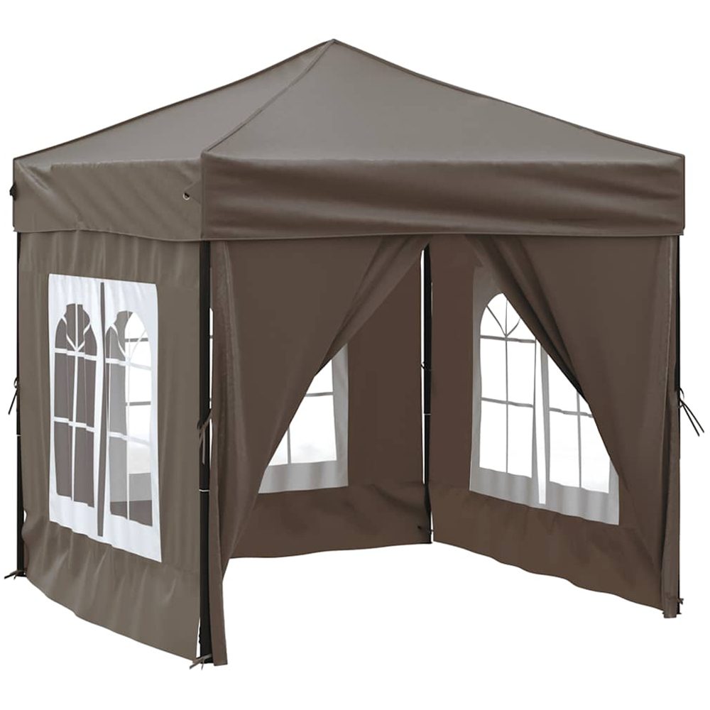 vidaXL 2 x 2m Taupe Foldable Party Tent with Sidewalls Image 2