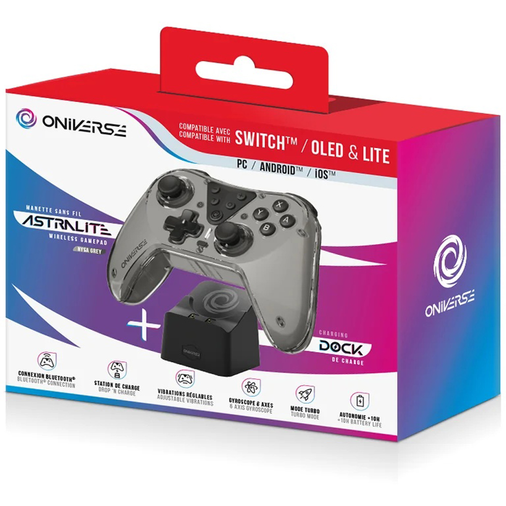Oniverse Astralite Grey Wireless Bluetooth Gaming Controller and Charging Station Image 2