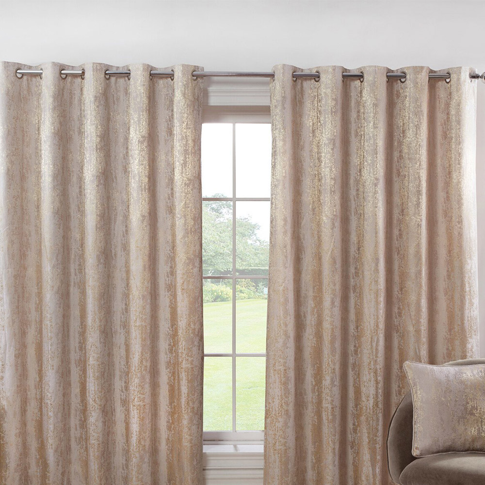 Divante Agadir Champagne Jacquard Eyelet Curtains 229 x 229cm Image 6
