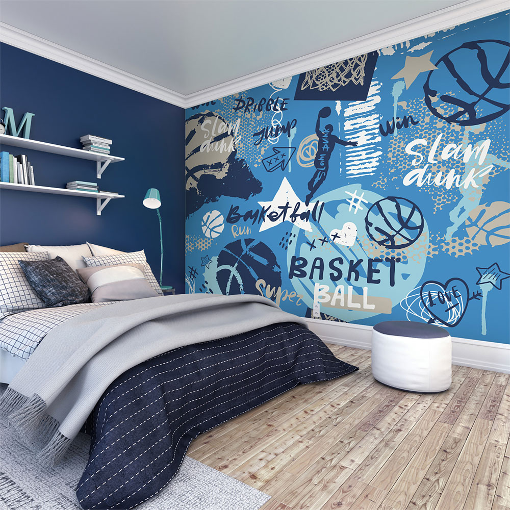 Origin Murals Graffiti Basketball Blue Wall Mural Image 3