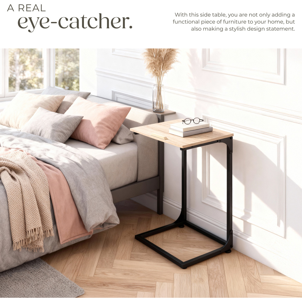 Tectake Ruston C-Shape Sonoma Oak Bedside Table with Tilting Top Image 6