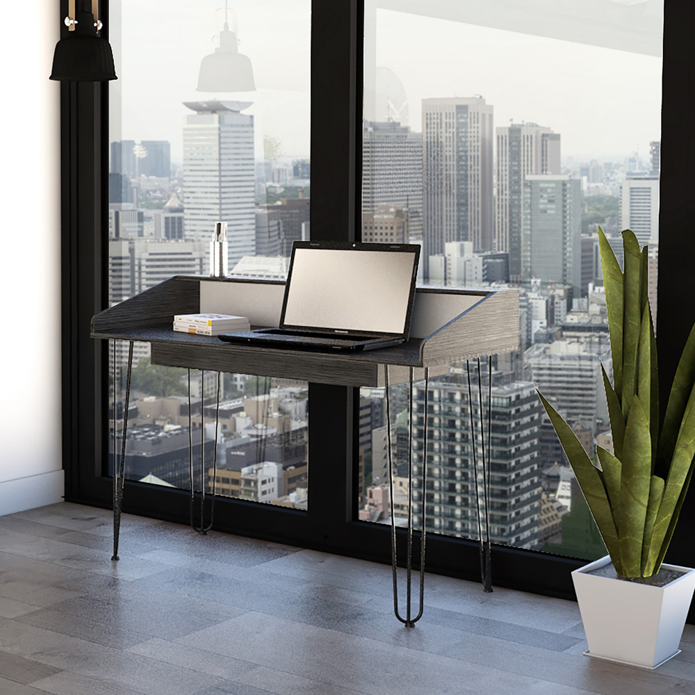 Dallas Home Office Desk White and Carbon Grey Image 4