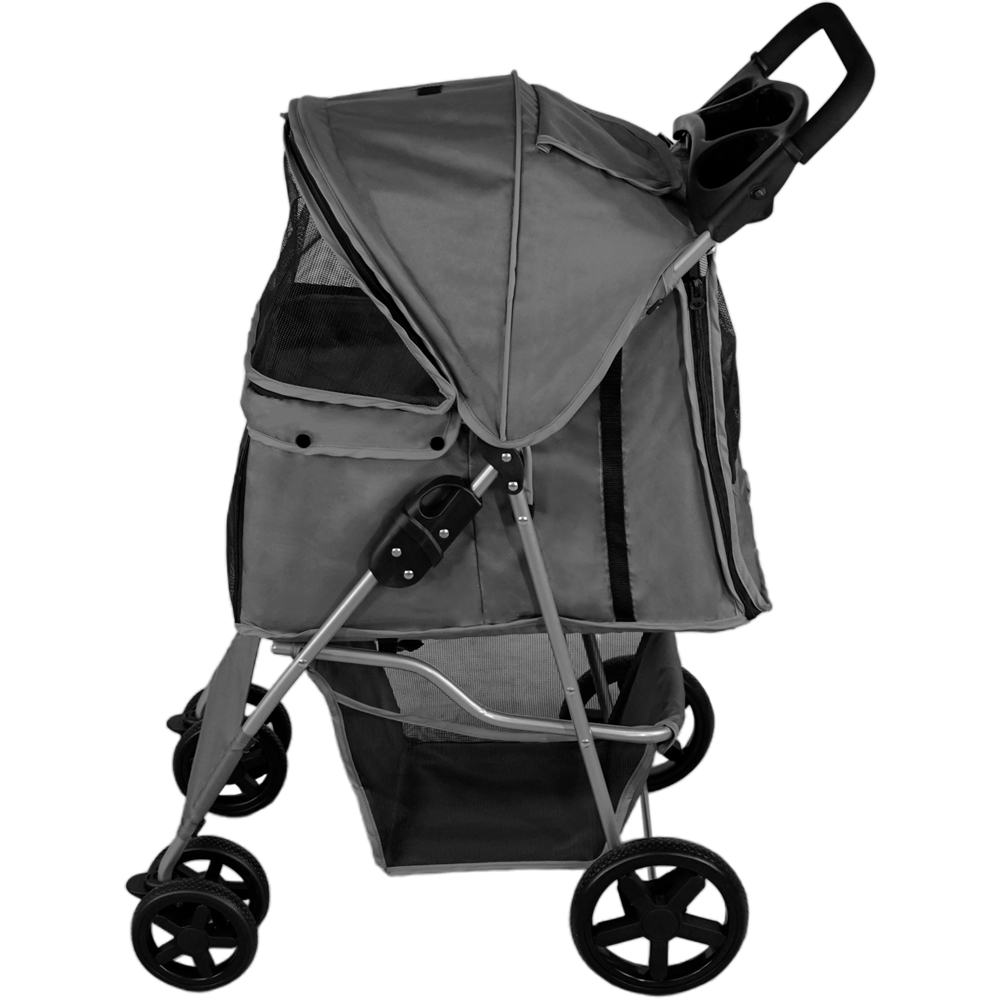 Monster Shop Grey Pet Stroller with Rain Cover Image 2