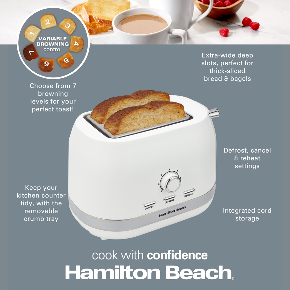 Hamilton Beach Ella HBT1322MW White 2 Slice Toaster Image 8