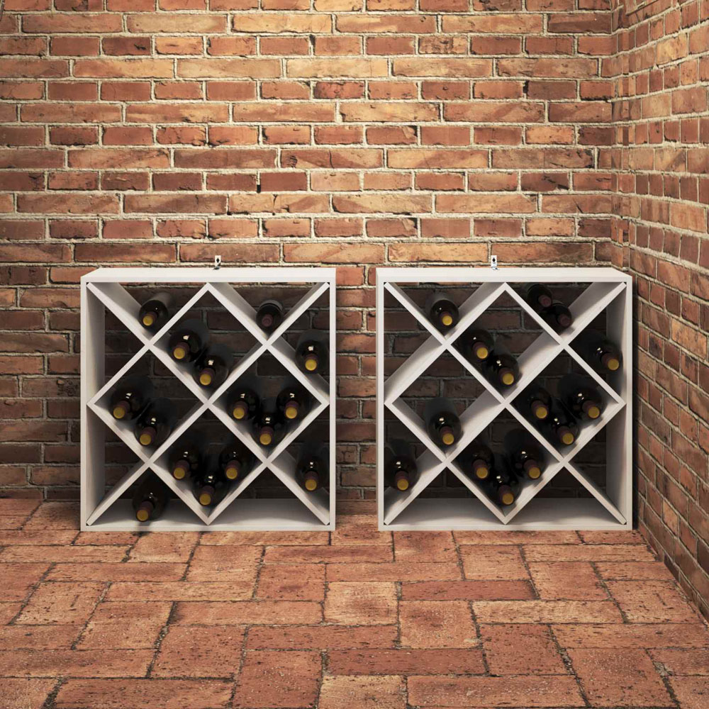 vidaXL 12 Shelf White Freestanding Wine Rack Set of 2 Image 2