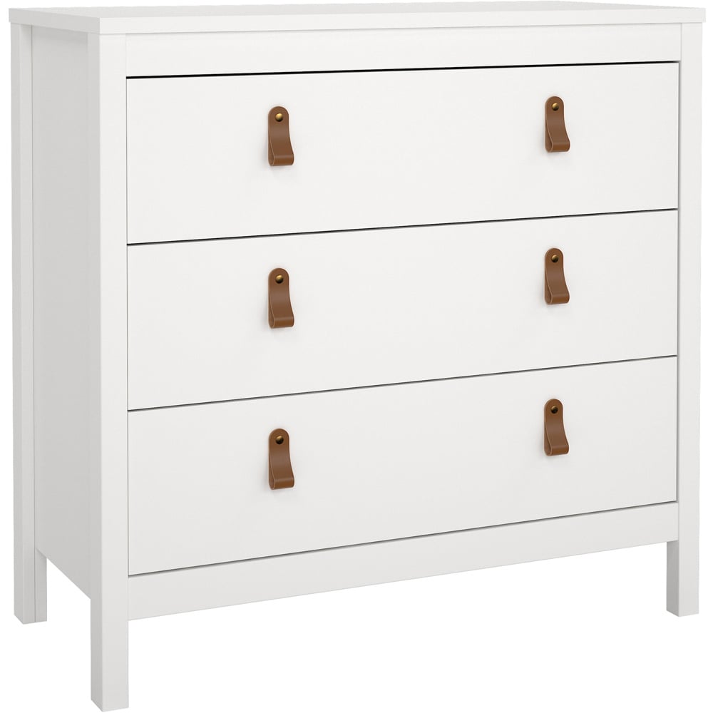 Florence Barcelona 3 Drawer White Chest of Drawers Image 2