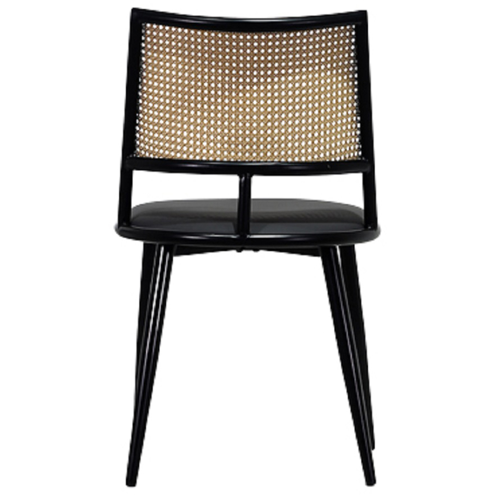 Furniture One Set of 2 Black Rattan Mid-Century Dining Chair Image 7