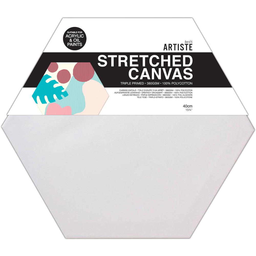 DOCRAFTS ARTISTE White Stretched Hexagon Canvas 40cm Image 1