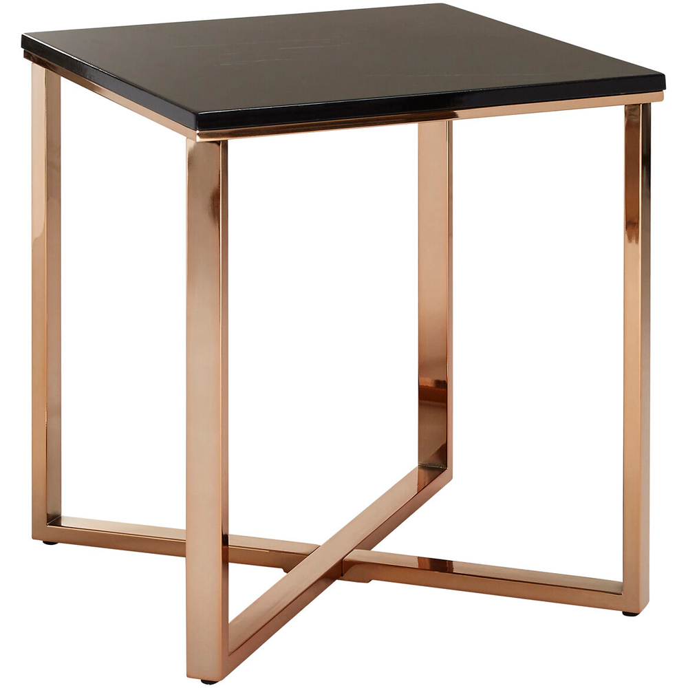 Premier Housewares Allure Black Square End Table with Faux Marble Top Image 2