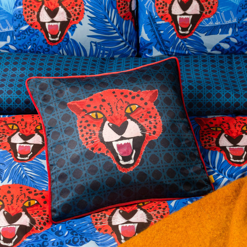 furn. Untamed Blue Cheetah Cushion Image 2