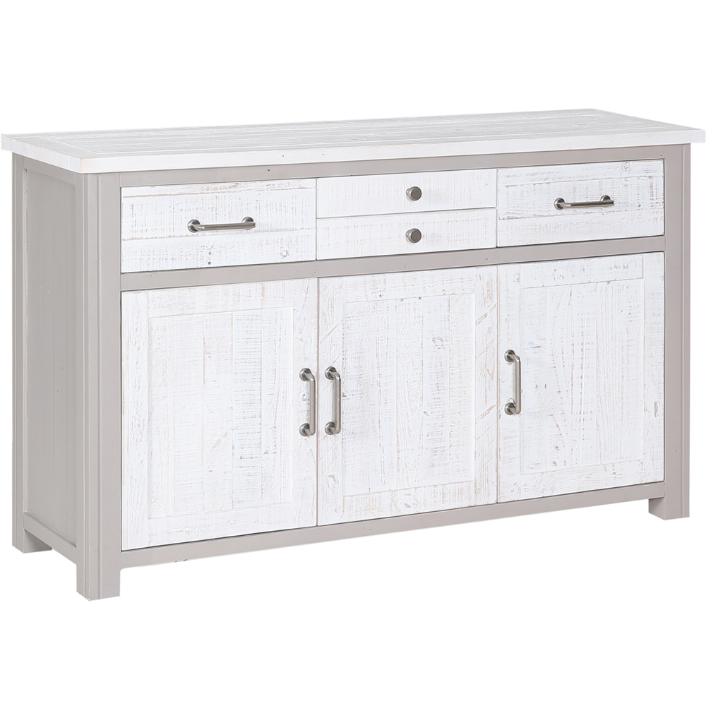 Baumhaus Greystone 3 Door 4 Drawer White Sideboard Image 2