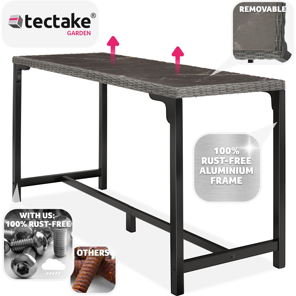 tectake 6 Seater Grey Polyrattan Garden Bar Bistro Table Image 3