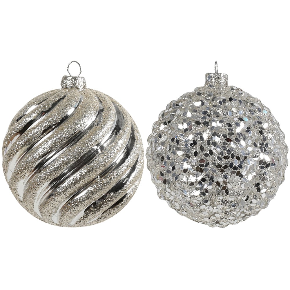 Single Chic Noir Ridged Glitter Bauble in Assorted styles Image 1