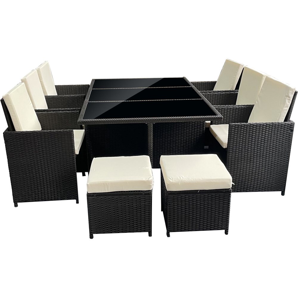8 Seater Cube Patio Dining Set Black Image 2