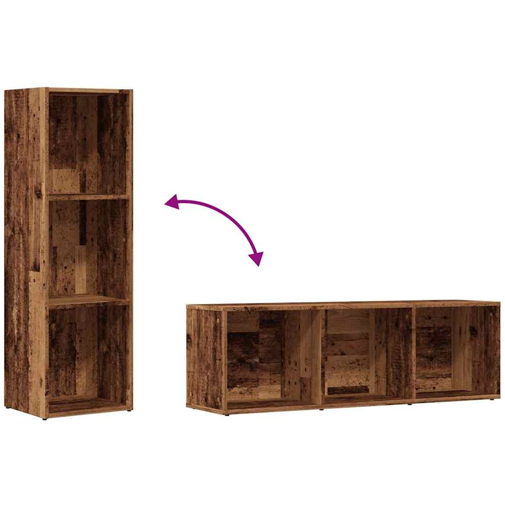 vidaXL 3 Shelf Old Wood Bookcase Image 7