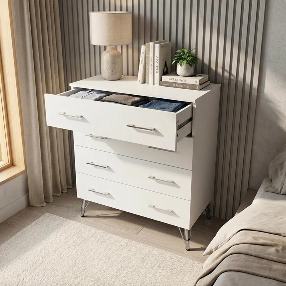 FWStyle Maldon 4 Drawer White Chest of Drawers Image 7