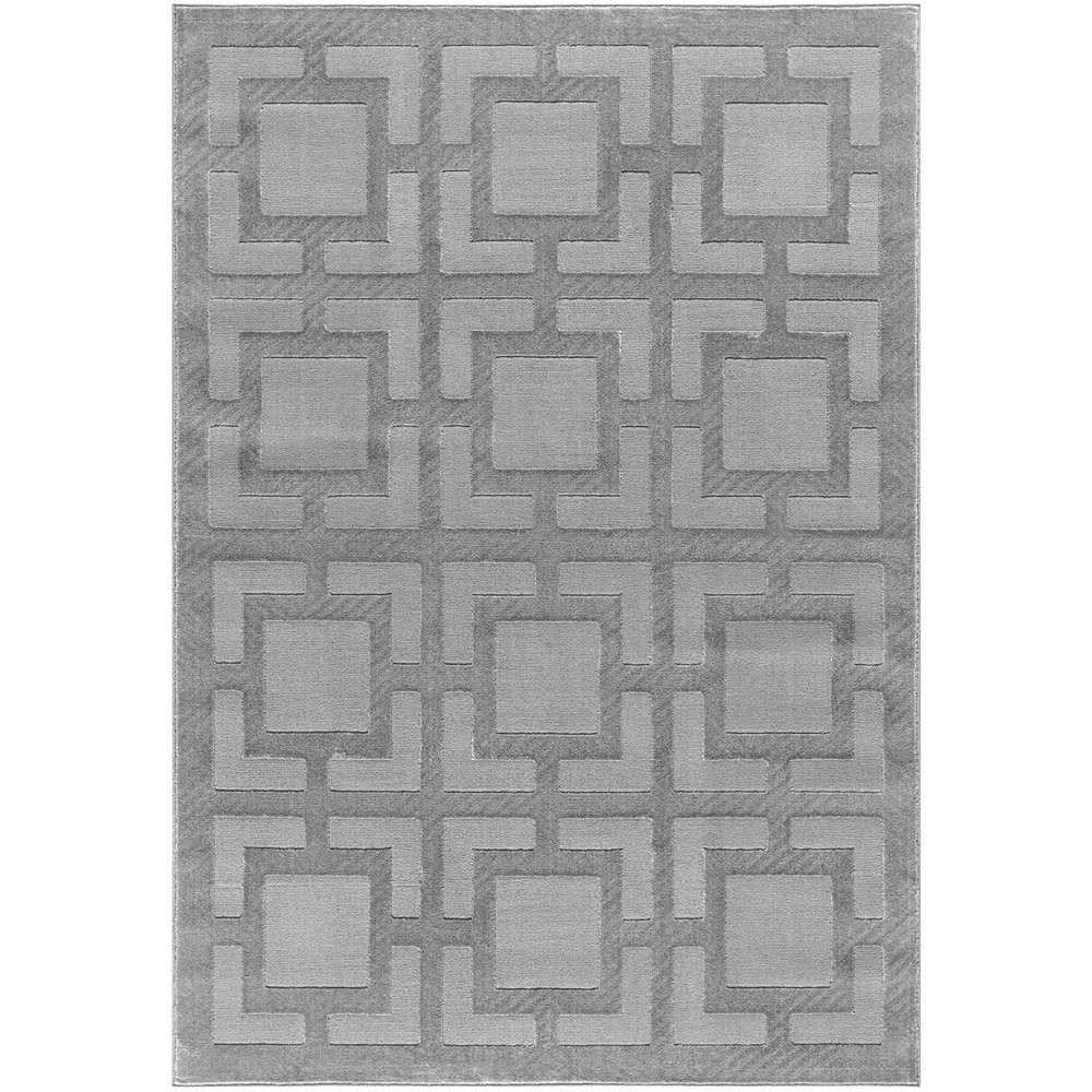 Desire Rugs Vellure Grey Metallic Sheen Maze Design Rug 60 x 220cm Image 1