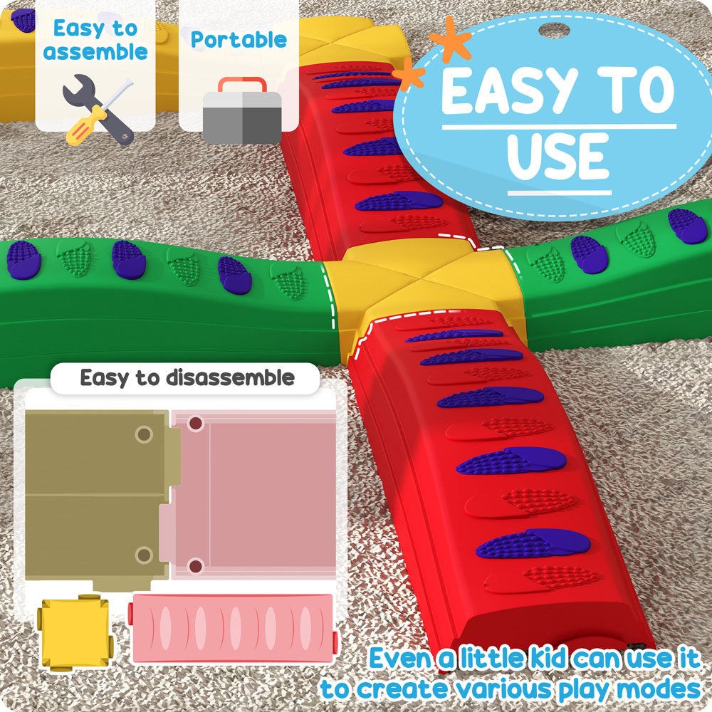 Tommy Toys 12 Pieces Kids Balance Beam Stepping Stones with Non-Slip Foot Pads Image 5