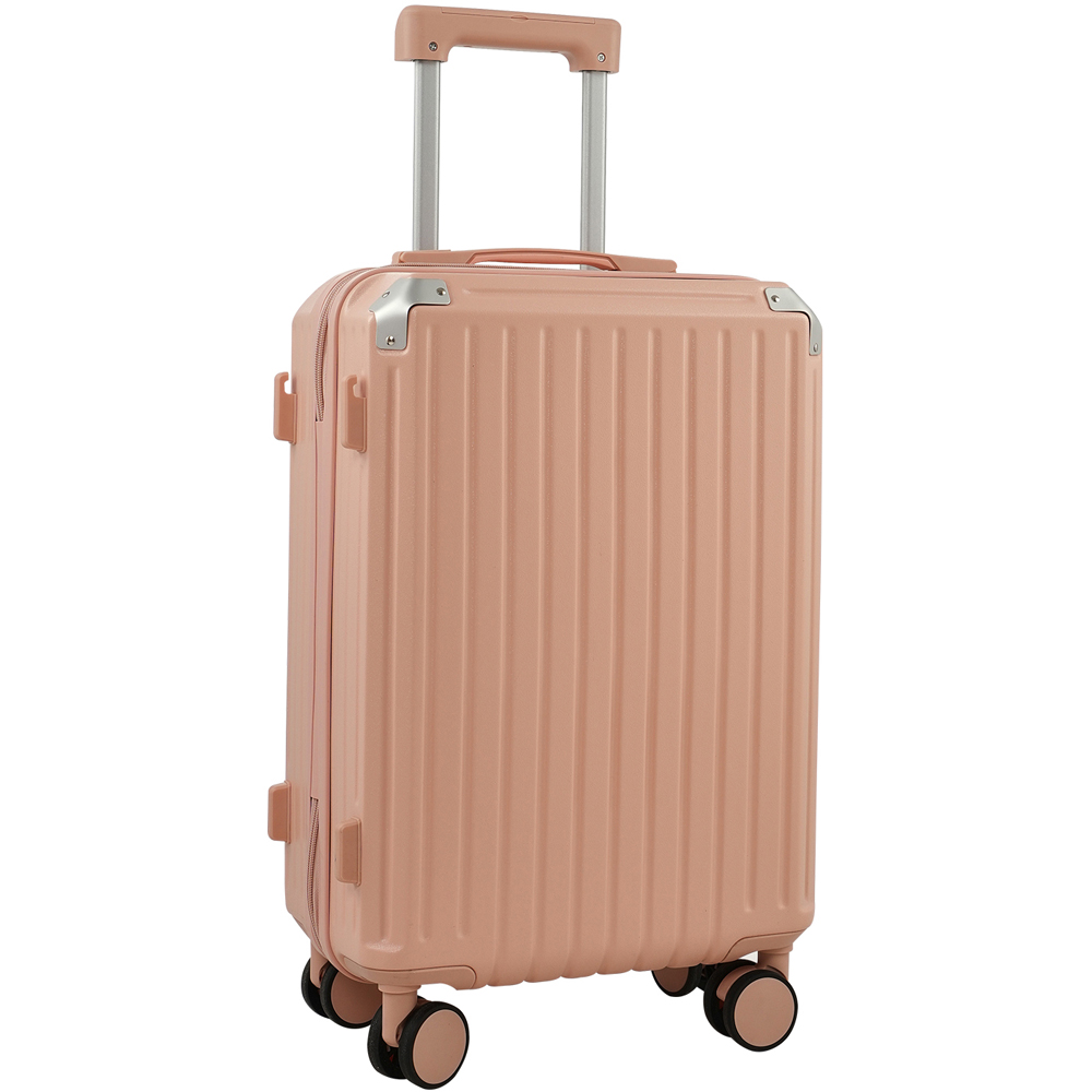 H&O Direct Pink ABS Hard Shell Suitcase with Spinner USB Port and Cup Holder 20 inch Image 1