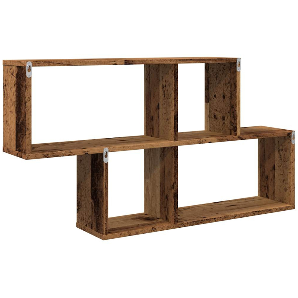 vidaXL 4 Open Compartment Old Wood Wall Shelf Image 5