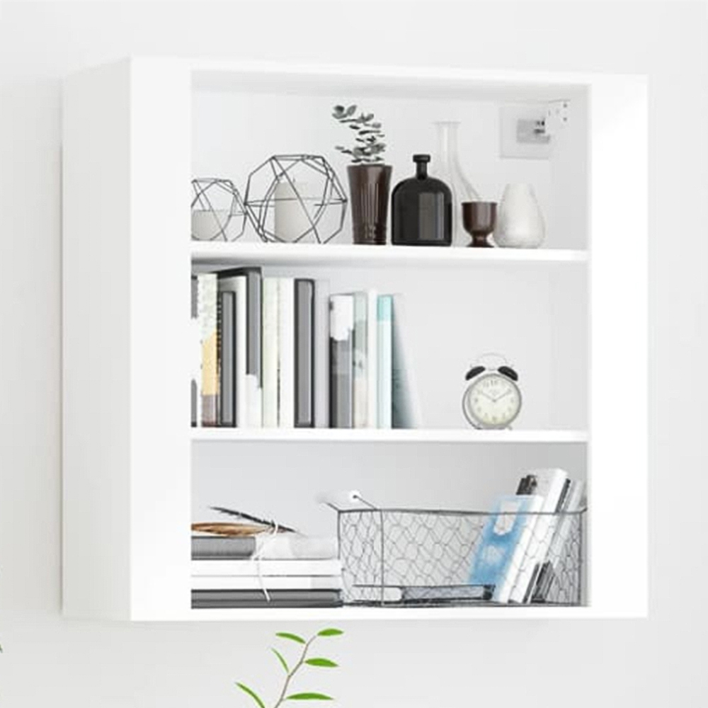 vidaXL 3 Open Shelf White Wall Mounted Cabinet Image 1