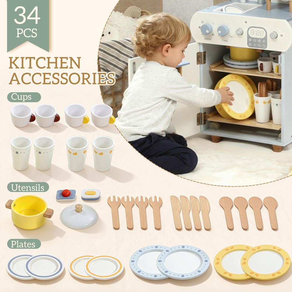 Tommy Toys AIYAPLAY Kids 32 Piece Kitchen Playset with Dishwasher Sink Image 5