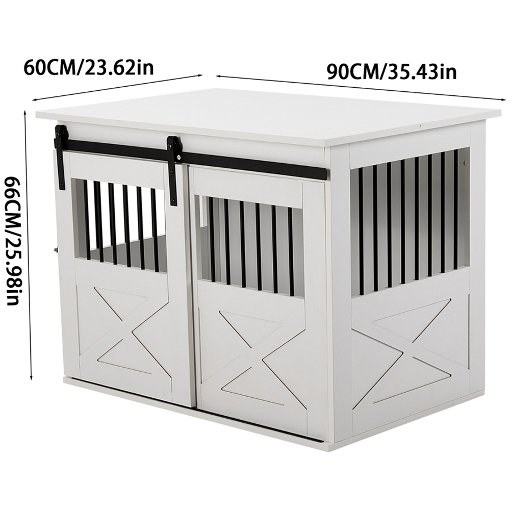 H&O Direct White Farmhouse Style Wooden Dog Crate Image 8