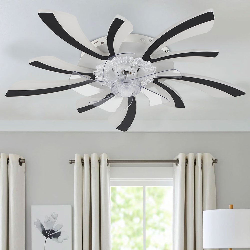 Living and Home Black Ceiling Fan Light with Remote Control and Bluetooth 30 inch Image 7