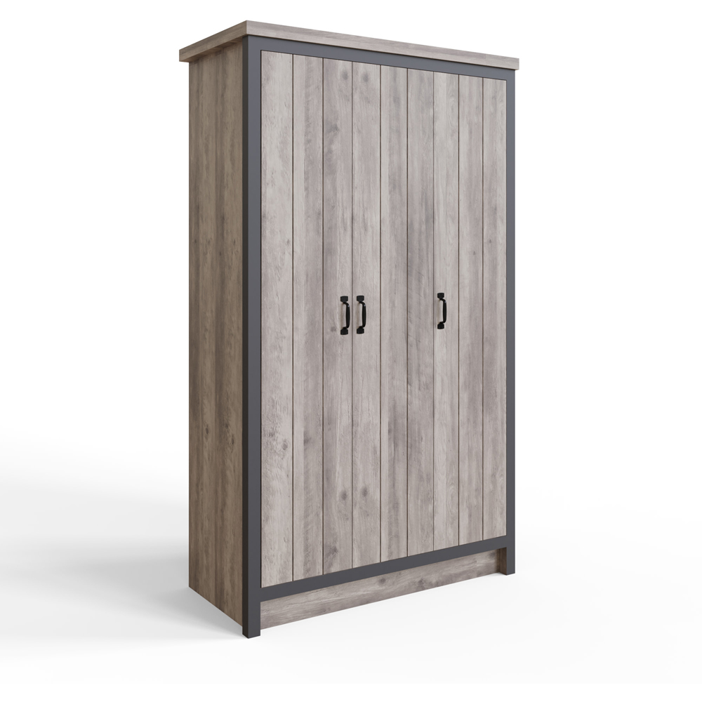 GFW Boston 3 Door Grey Wardrobe Image 2