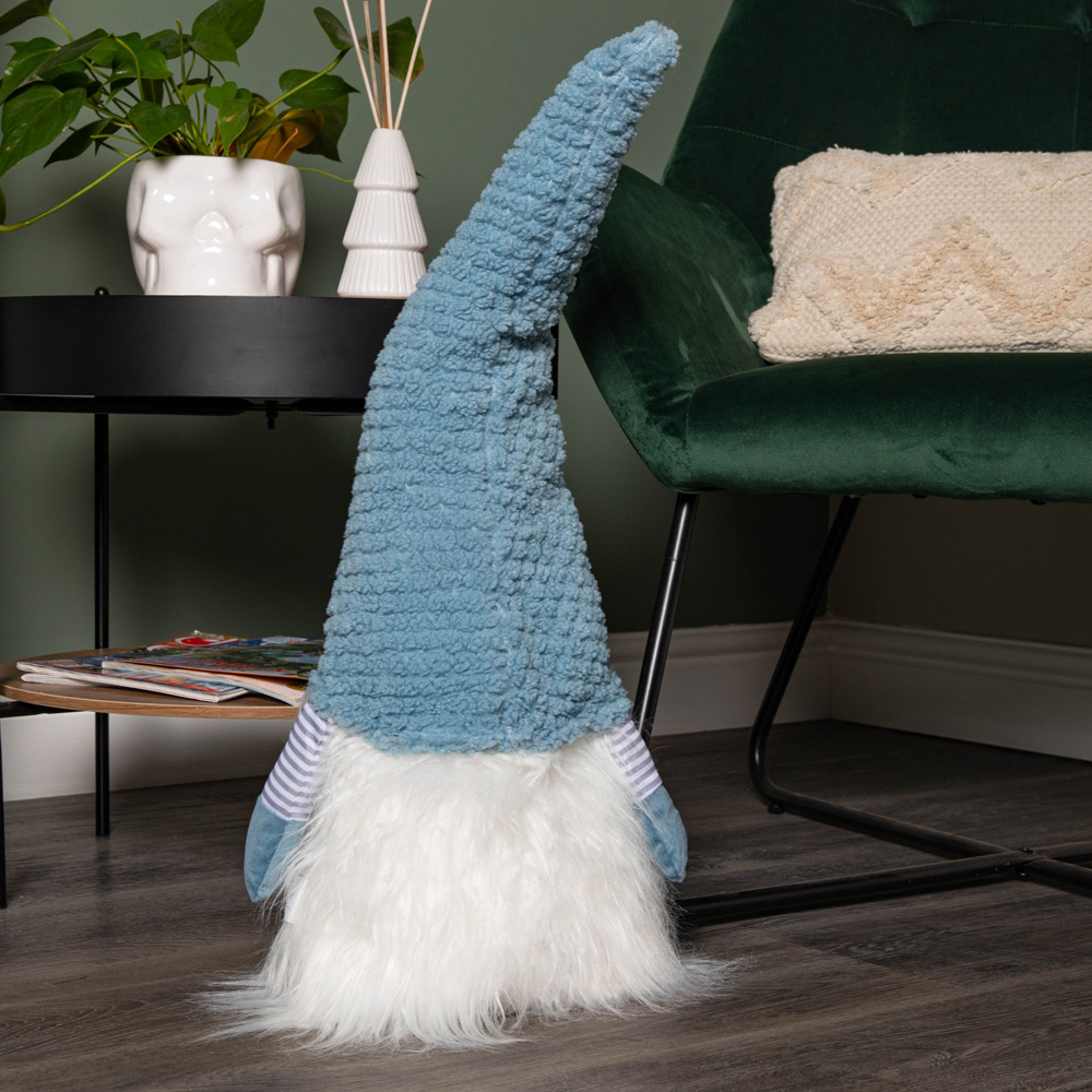 Samuel Alexander Blue Sitting Christmas Gonk Decoration with Knitted Hat 65cm Image 7