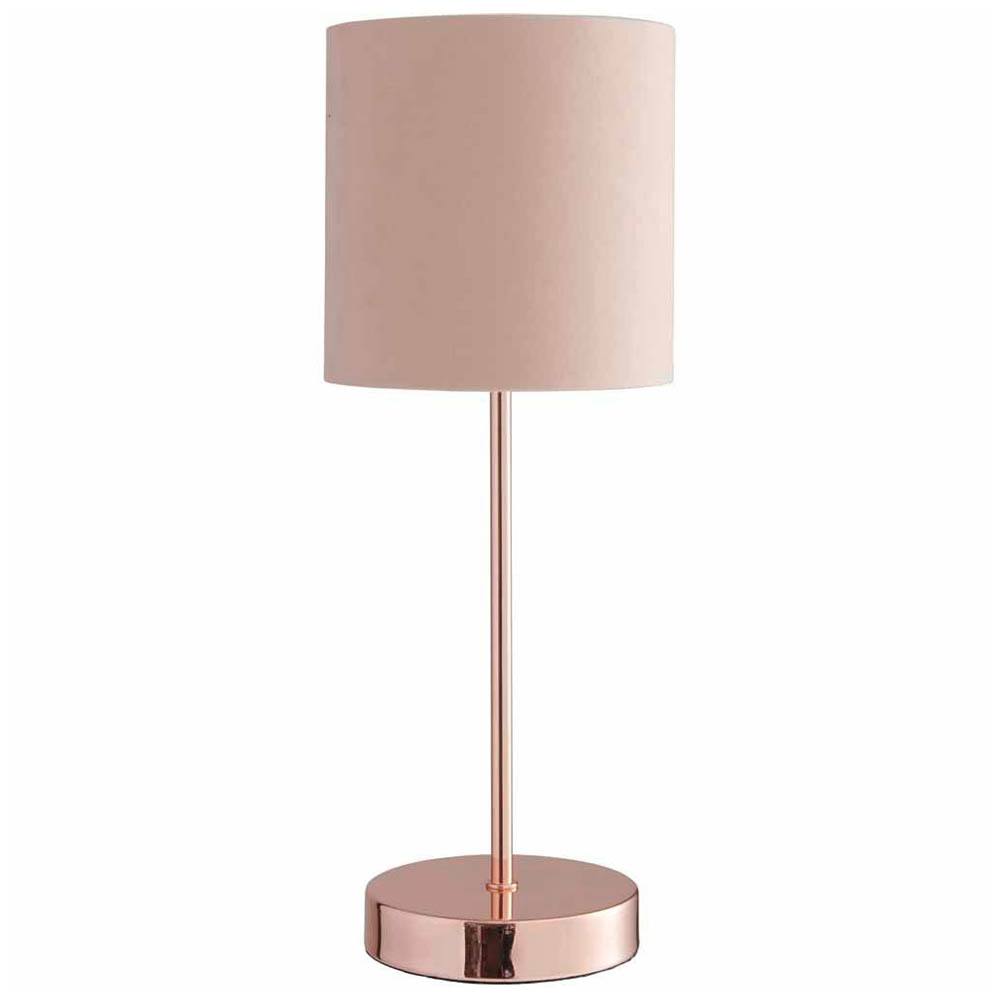 Wilko Beige Gold Velvet Table Lamp Image 1