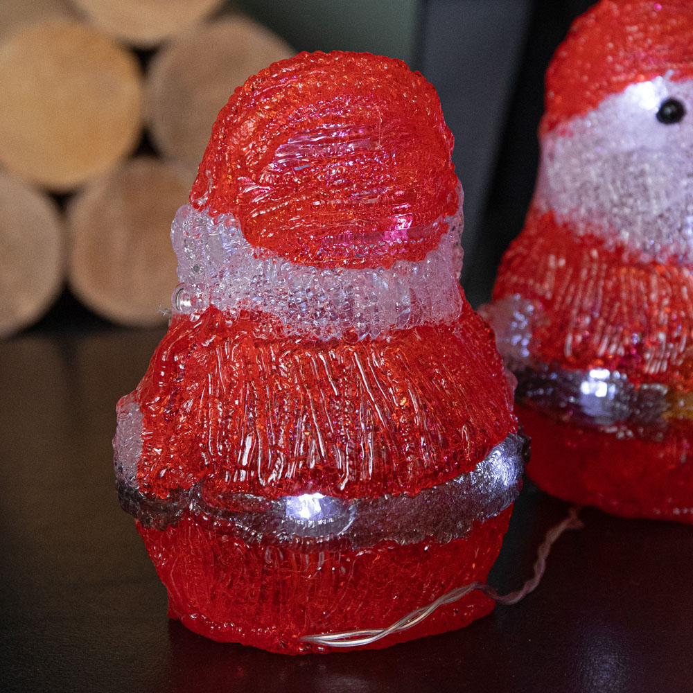Samuel Alexander 40 Cool White LED Set of 5 Battery Operated Light-Up Christmas Santa Ornaments 14cm Image 7